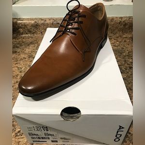 NEW ALDO MENS LEATHER BROWN OXFORD DRESSY SHOE